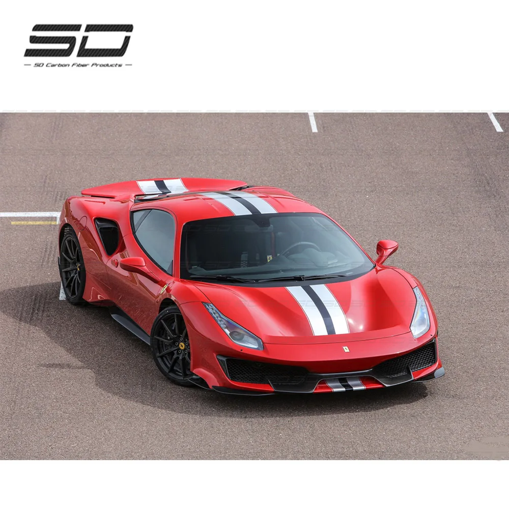 Dry Carbon Fiber Full Set Body Kit Front Bumper Rear Bumper Side Skirt For 488 GTB  Pista Style