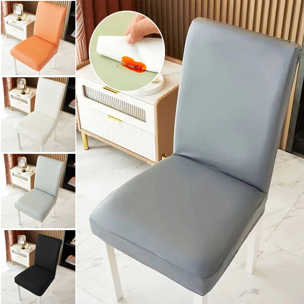 

1pc Waterproof and Stain Resistant Thickened Chair Covers Leather All Inclusive Home Restaurant Chair Cover Elasti Chair Cover