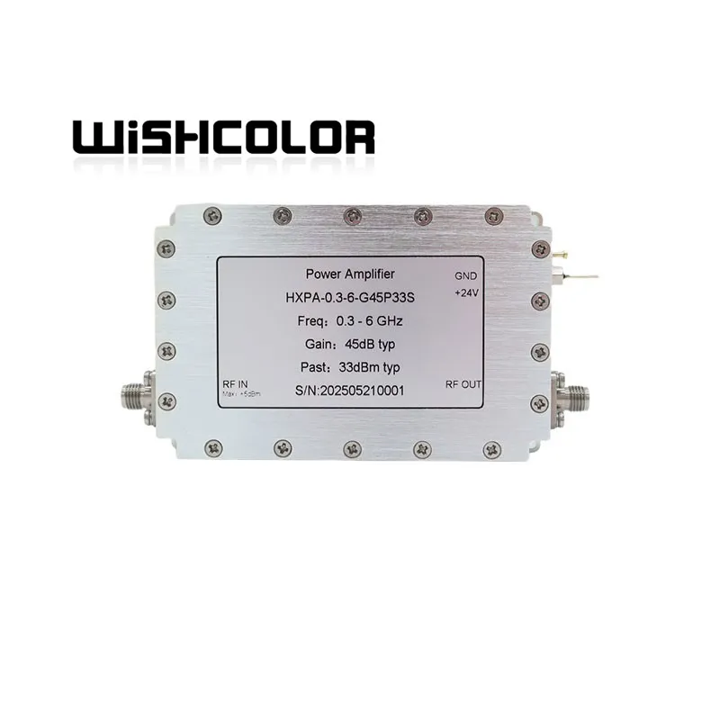 

Wishcolor HXPA-0.3-6-G45P33S 0.3-6GHz 2W Power Amplifier Power Amp with 45dB Gain and Stainless Steel SMA Female Connector