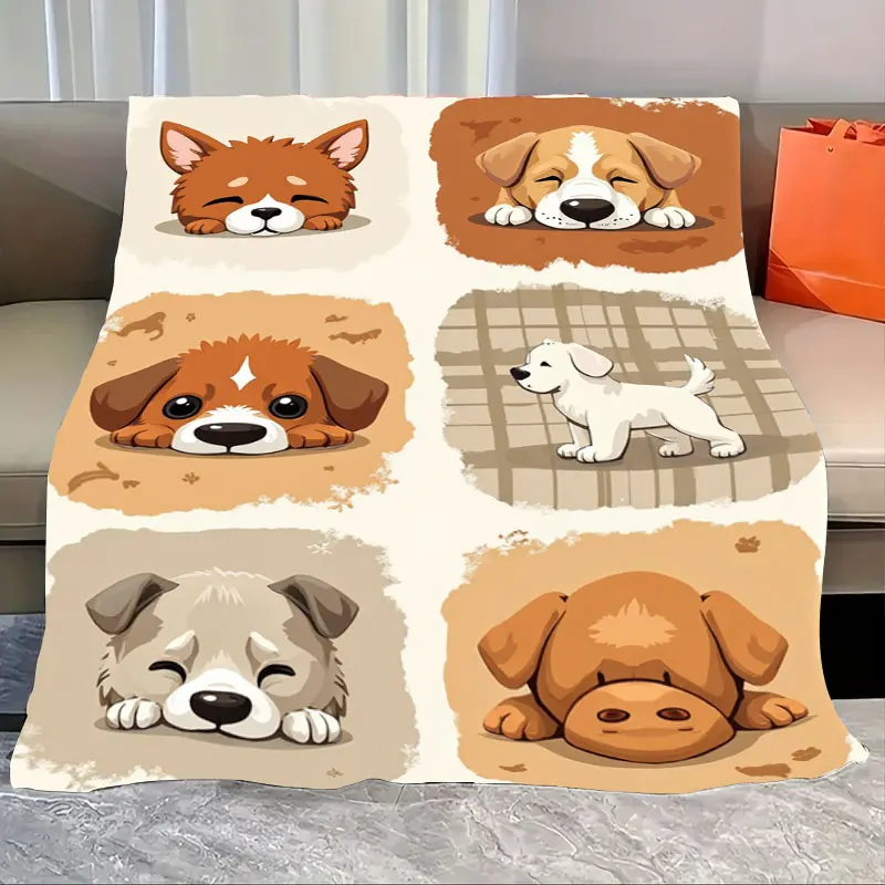 

1 шт. фланелевое одеяло с милым щенком и принтом, мягкое уютное одеяло для декора детской комнаты