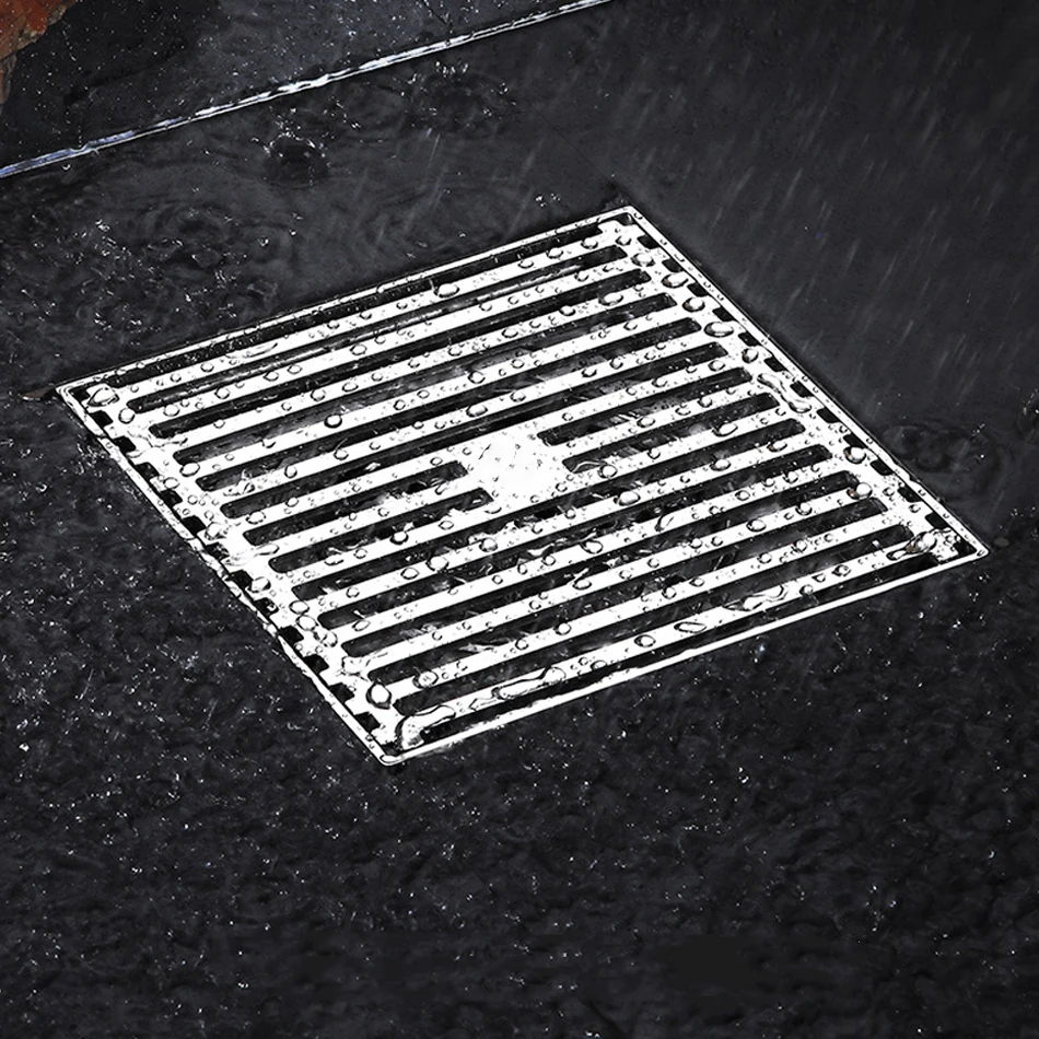Floor Drain SUS 304 Stainless Steel Square Sliver Anti-odor Bathroom Shower Drainage Floor Drains for Balcony Lavatory Kitchen
