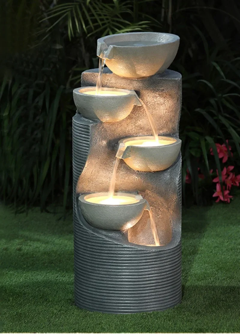 Innovative Polyresin 4 Tier Pot Shape Front Yard Large Waterfall Fountains Garden Decoration outdoor water feature