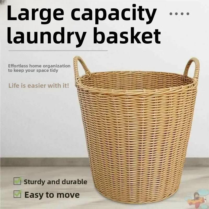 

Большая корзина для белья из бамбука, плетеная, в деревенском стиле, креативная, для хранения одежды, роскошная имитация