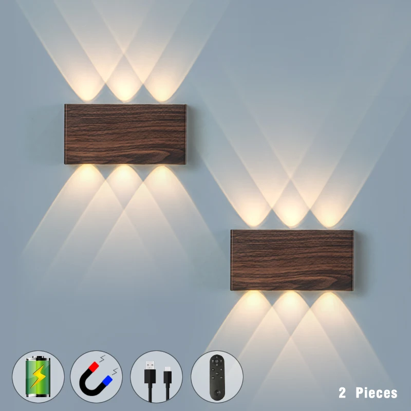 Applique murale LED rechargeable 5200mAh, lampe murale sans fil magnétique avec télécommande, 3 températures de couleur, 4 couleurs disponibles