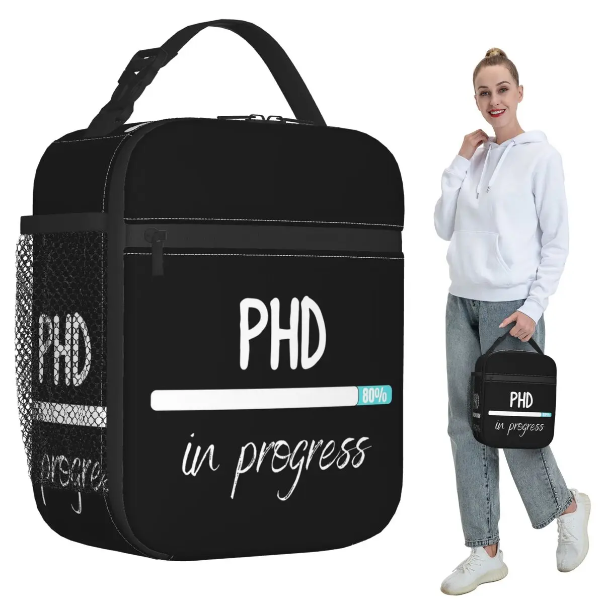 

Phd In Progress Insulated Lunch Bag for Women Office Cooler Thermal Food Box Tote Leakproof Lunch Boxes Container