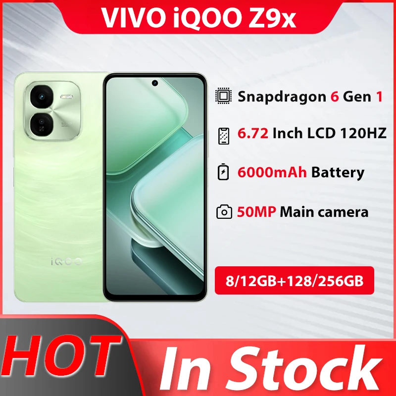 Задняя камера VIVO IQOO Z9x 6,72 дюйма Snapdragon 6 Gen 1, 6000 мАч, 44 Вт, SuperVOOC, ЖК-дисплей, 120 Гц, 50 МП