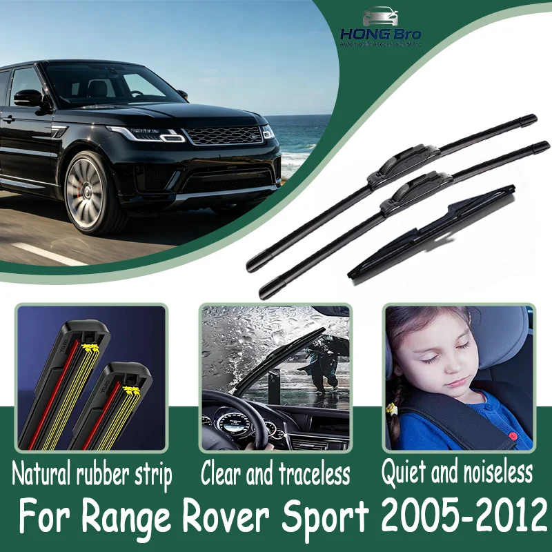 

For Range Rover Sport 2005-2012 22" 22" 16" Natural Rubber Wiper Blades, Anti-UV, Quiet Operation, Long Lasting, Car Accessories