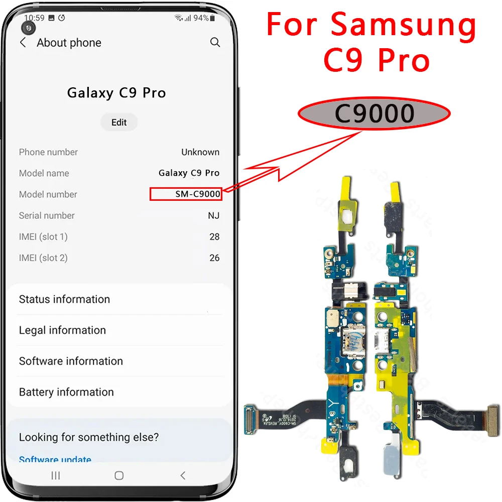 Charging Port For Samsung Galaxy C5 C7 C9 Pro C5000 C7000 C501 C701 C900 USB Charge Board PCB Dock Connector Flex Spare Parts