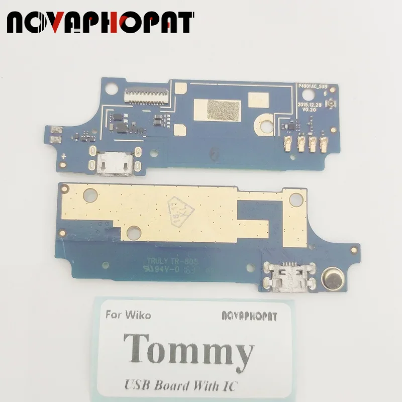 Novaphopat-puerto de carga para Wiko Tommy, puerto de carga de base USB, Conector de conexión de transferencia de datos, placa de Cable flexible con IC