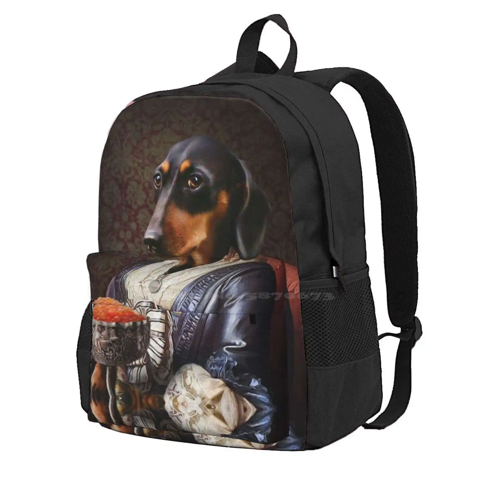 Daschund Portrait - Frankie Hot Sale Schoolbag Backpack Fashion Bags Dachshunds Dachshund Dog Teckel Daschund Pompouspets Dog