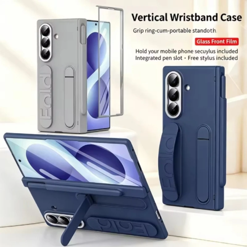 S Pen Hinge Protection For Samsung Galaxy Z Fold 8 Ultra Wide Z Fold 7 6 5 4 3 Case Screen Protector Wristband Invisible Bracket