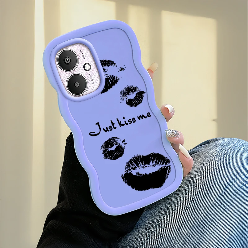 قبلني الشفاه موضة موجة جراب هاتف ل Xiaomi 14T POCO C50 C51 C55 C65 X3 X5 X6 X7 M6 Pro لينة واقية معكرون غطاء