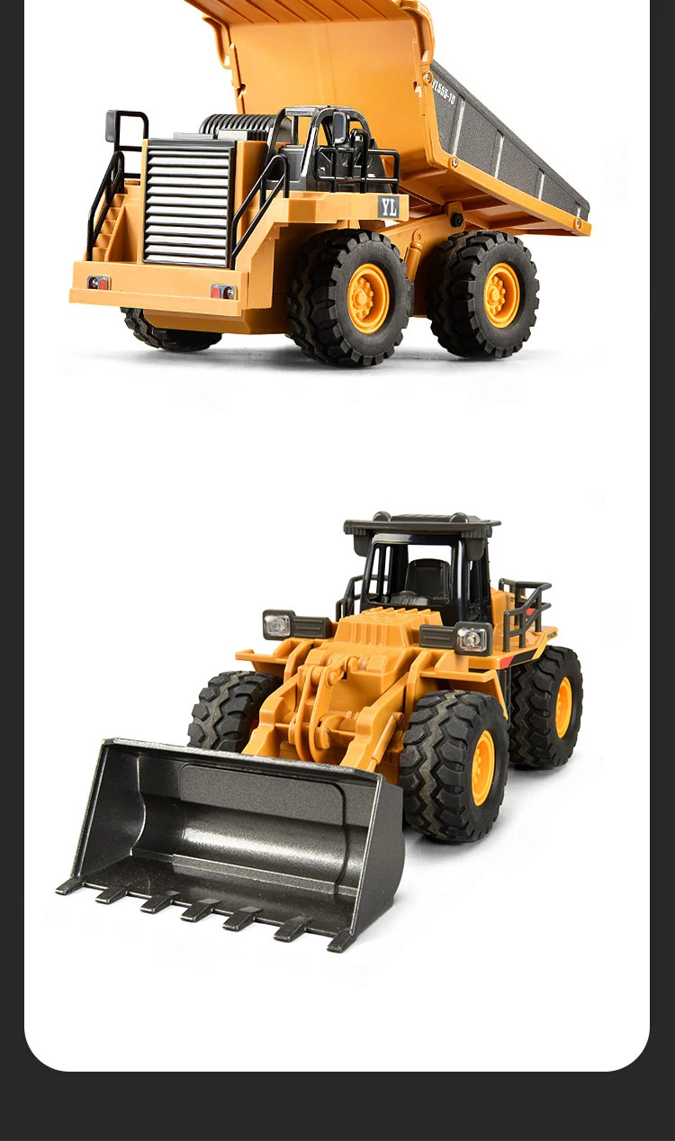 2,4G Legierung Fernbedienung Muldenkipper Bagger Bulldozer Engineering Fahrzeug 9 Kanäle RC Lkw Modell kinder Spielzeug Kinder geschenk – Detail 10