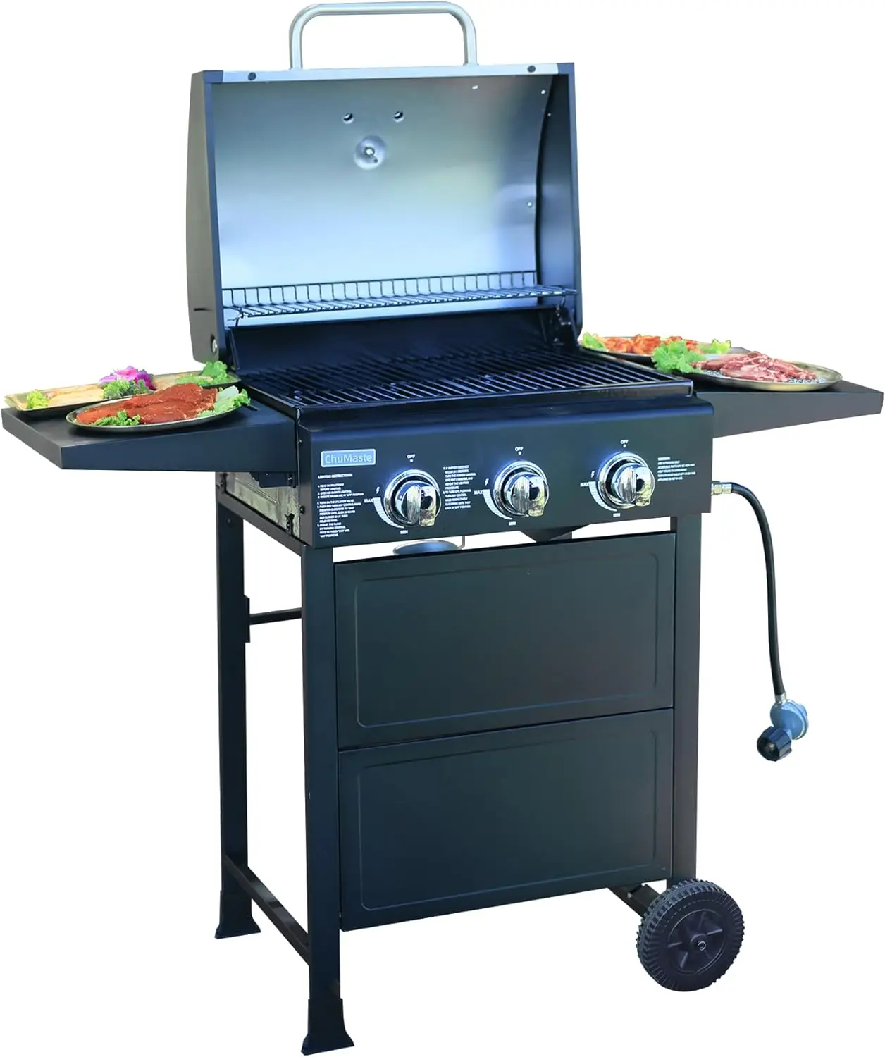 burner gas grill, Propane Grill bbq grill with thermometer, gas outdoor for small gatherings barbecue with Foldable