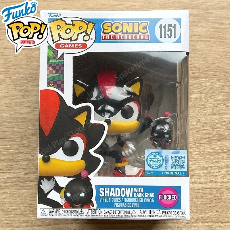 Funko Pop Games #1151 Shadow with Dark Chao Flocked Sonic The Hedgehog Vinyl Collectible Figure Ornament for Game Fans