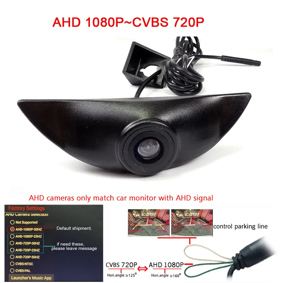 

1920*1080P AHD fisheye 180deg fisheye Front View vehicle Logo Camera for Nissan Brand Embeded Mark front HD CVBS Camera