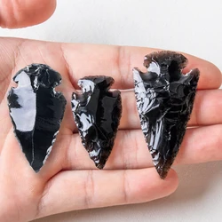 Black Obsidian Arrow Energy Stone Natural Obsidian Arrow Gift Reiki Healing Black Lucky Charm DIY Material Handmade Stone Crafts