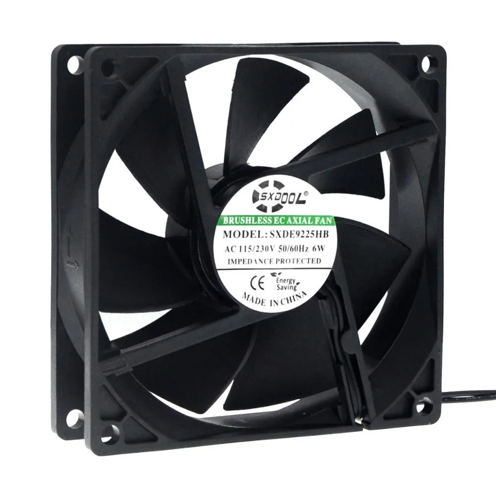 SXDOOL 92mm EC Fan 115V 230V 92mm 90mm Dual Ball Cabinets Server Cooling Fan 92X92X25mm 6W 2850RPM