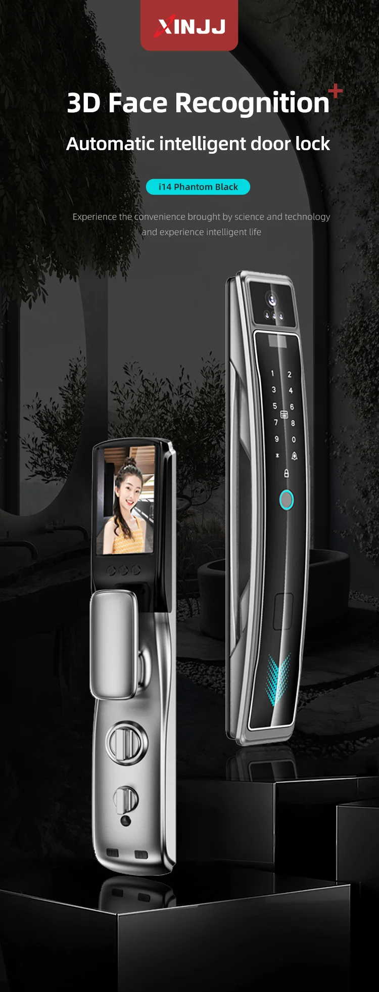 3D face recognition automatic fingerprint password key card combination security intelligent door lock X14