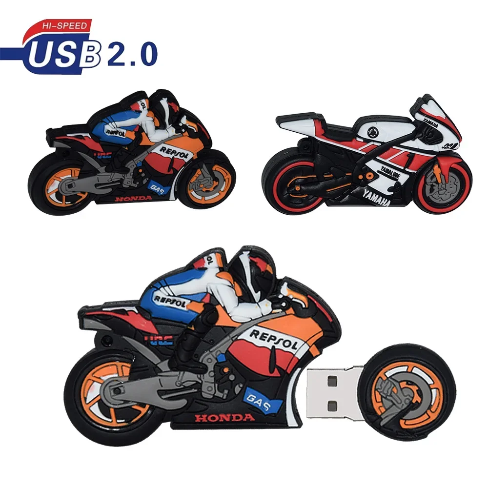 Unidad Flash USB2.0 de dibujos animados para motocicleta, 128GB, 8GB, 16GB, 32GB, unidad de bolígrafo de 64GB, 4GB, memoria en U, Pendrive Cle, Memory Stick