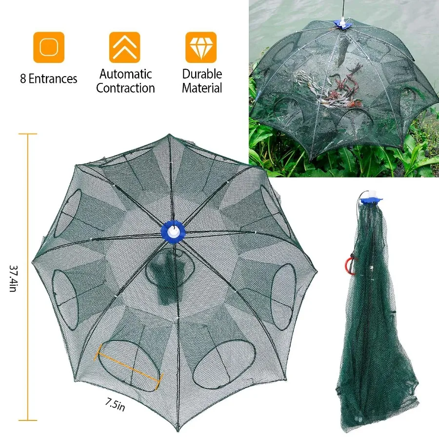 

Foldable Fishing Net Trap Crab Shrimp Dip Cage Portable Lightweight