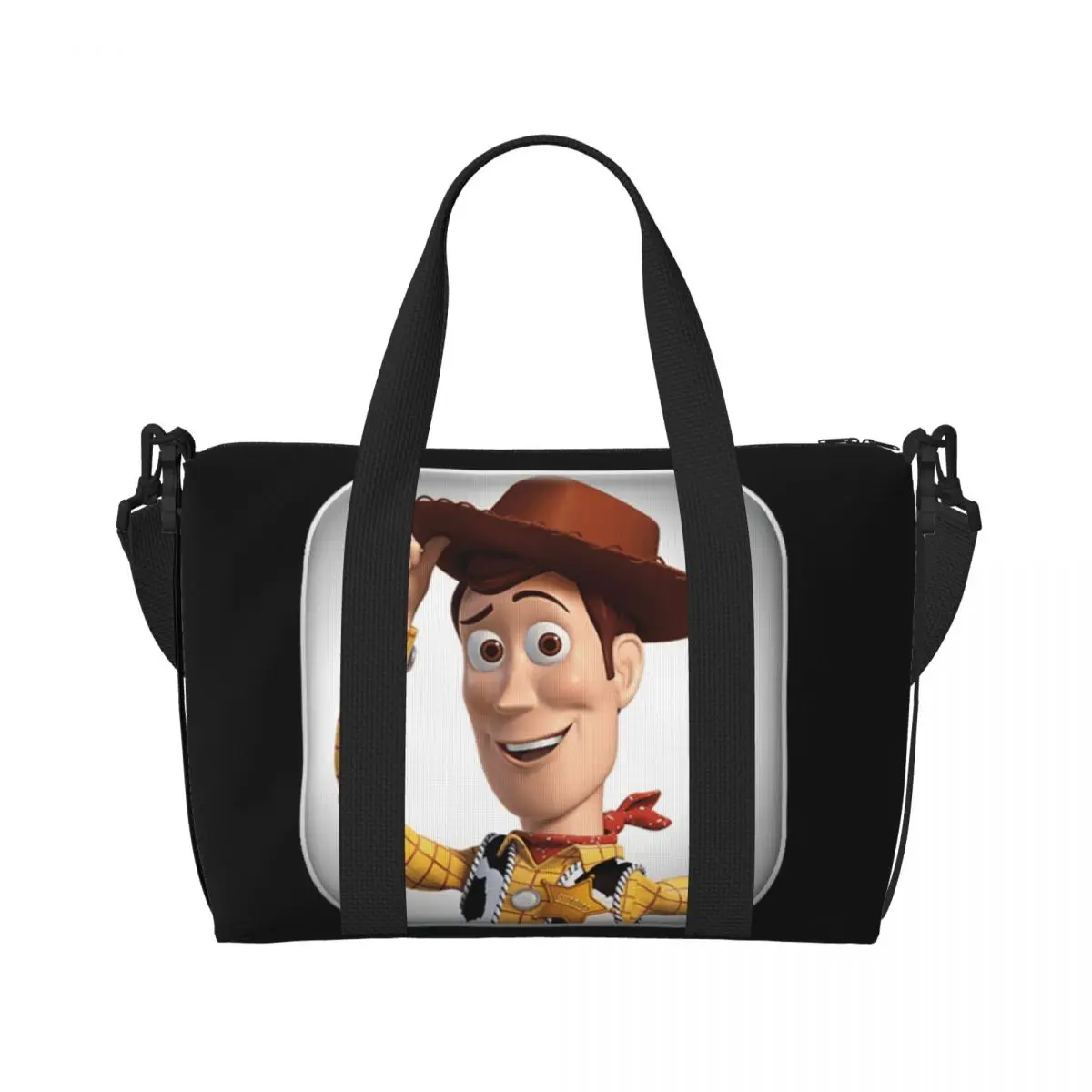 Custom Large Toy Story Woody Tote Bag for Women Shoulder Shopper Beach Gym Travel Bag