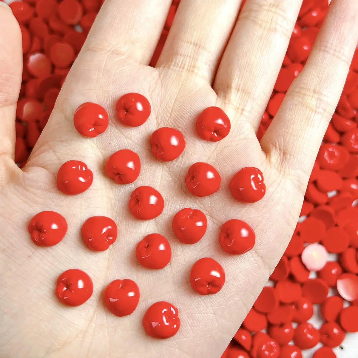

Cute Cartoon 3D Resin Red Apple Nail Art Decoration Flat Bottom Kawaii Apple Nail Art Charms Parts Supplies For Manicure DIY