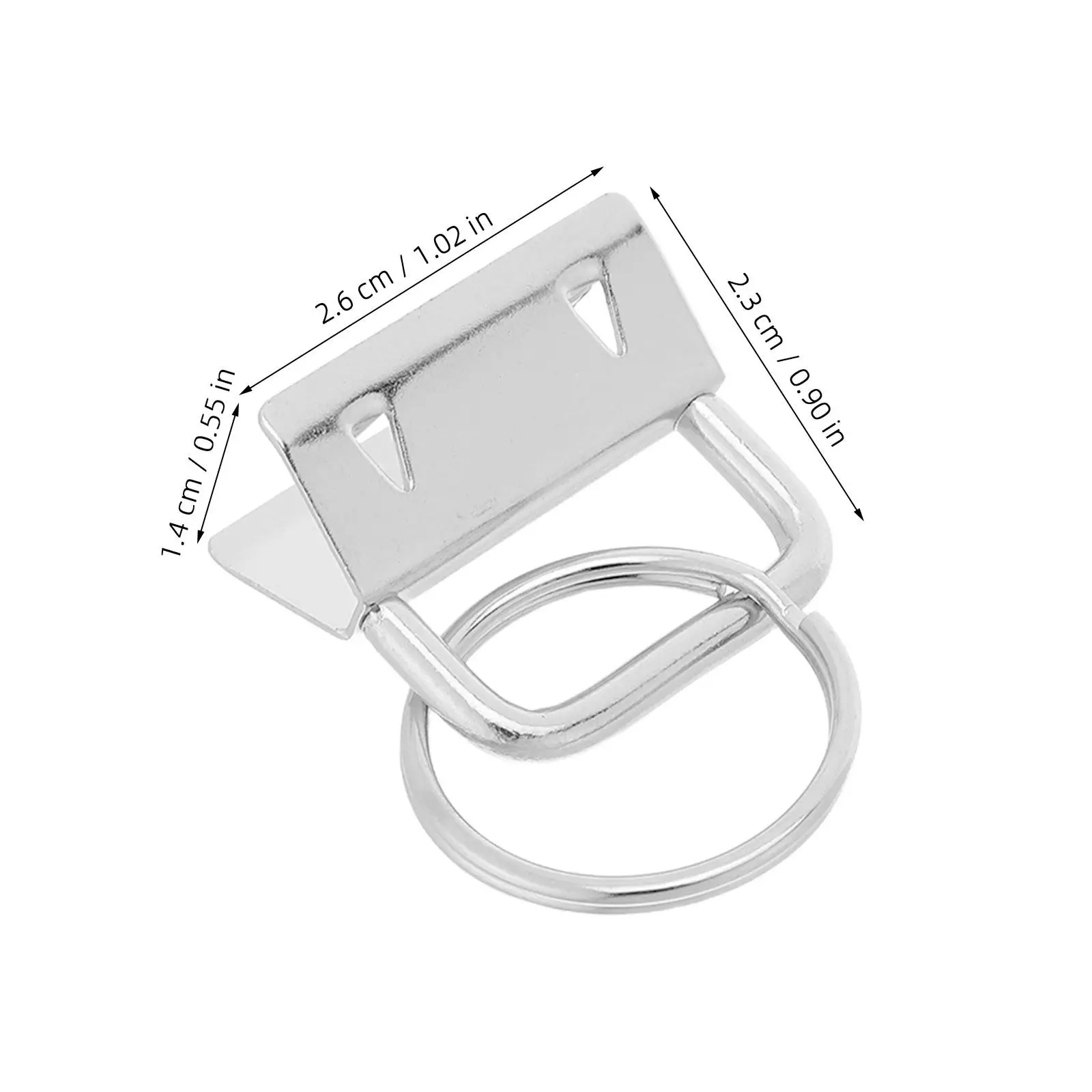 50Pcs Key Fob Hardware Silver Iron Metal Strap Clamp Keychain Ring Buckle Clip for Crafting DIY Wristlet Key Lanyard Supplies