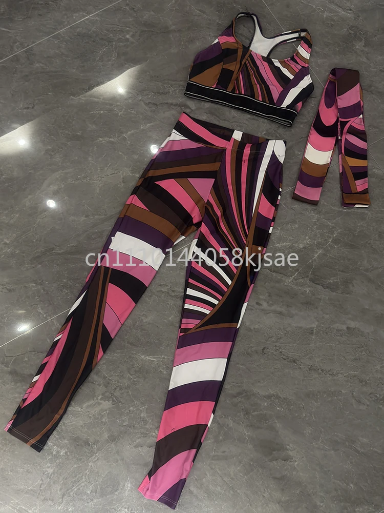 

Luxury Design Women's Purple Headband Yoga Sets with Letter Signature Logo Designer Brand Lady Sports Pants Sets Beachwear