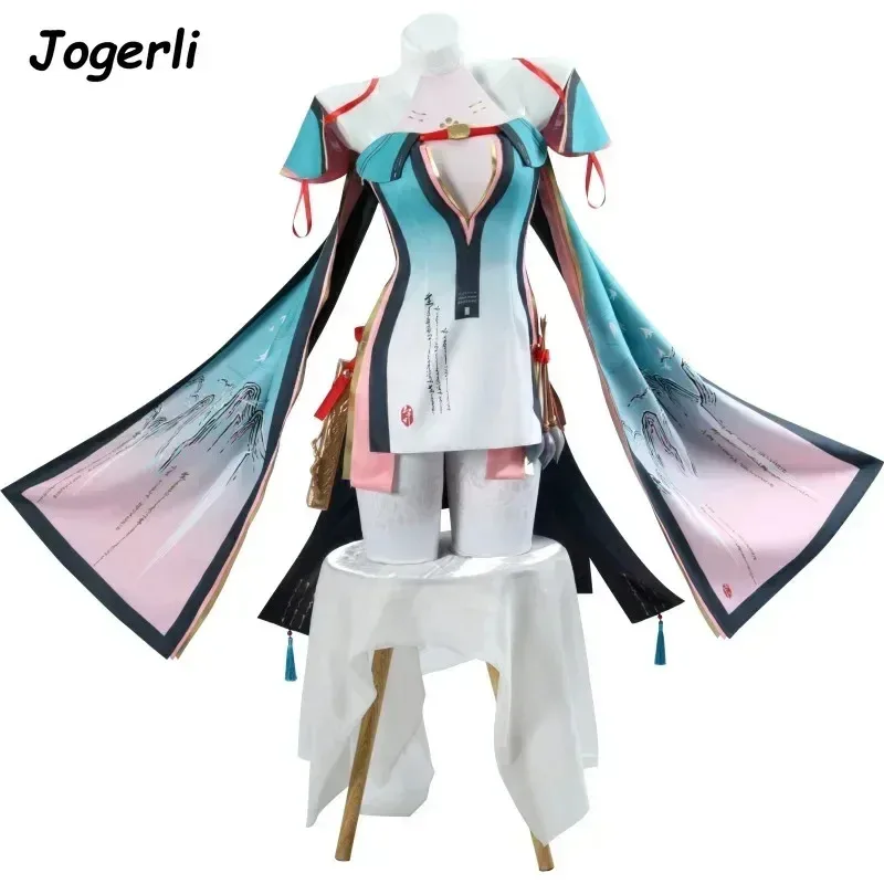 Jogerli Wuthering Waves Zhezhi أزياء تنكرية للنساء فرشاة كوس ملابس لعبة أنيمي البدلة شعر مستعار
