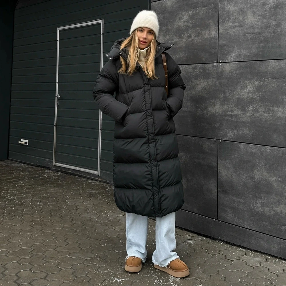 2025 Women's New Winter Extra Long Hooded Parkas Retro Cotton Padded Jacket Heavyweight Over-the-Knee Warm Outerwear