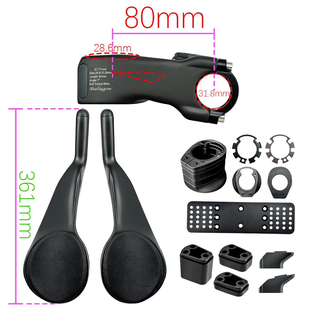 26 BALUGOE MTB Fietsstuurpen Verticale Pijpsteun HandvatTriathlon Gemodificeerde Highway Bike TT-handgreep, Lepelzijhandgreep, 28,6-31,8MM