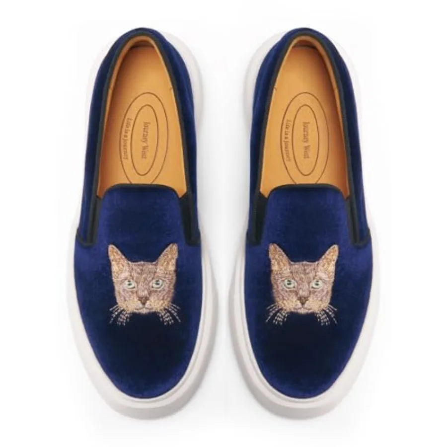 

Journey West Women's Fashion Velvet Sneakers with Embroidery Comfortable Slip-On Work Shoes for Women