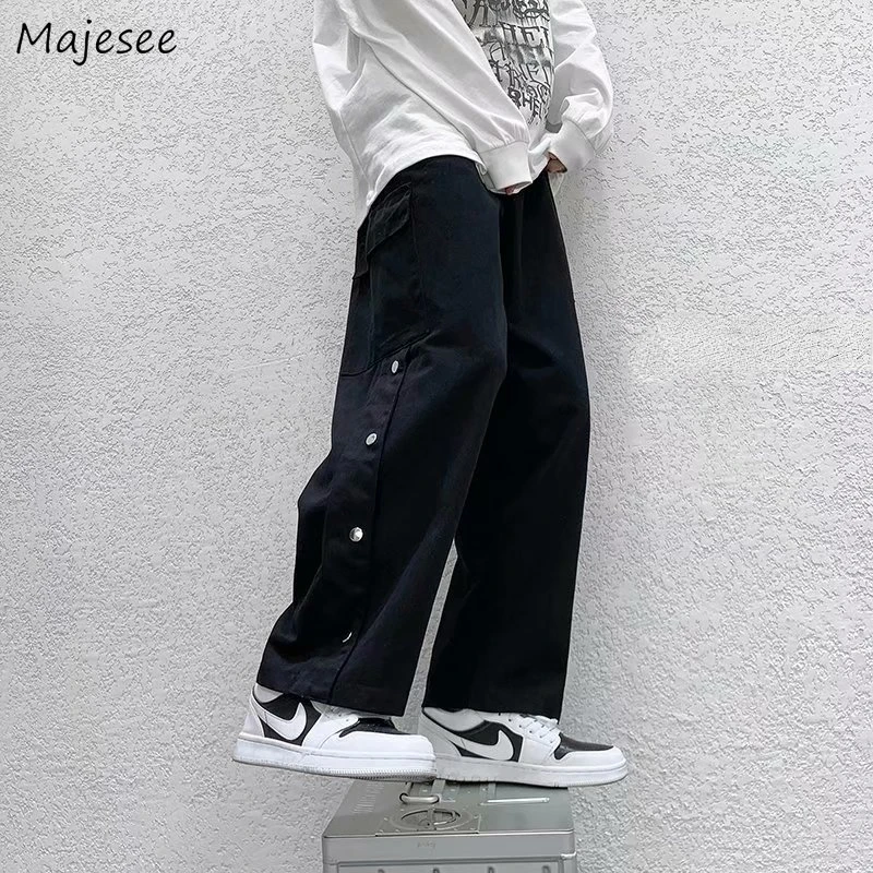 Pants Men High Street Summer Design Teens Cool Ins Baggy Personality Ulzzang European Stylish Handsome All-match Popular Casual