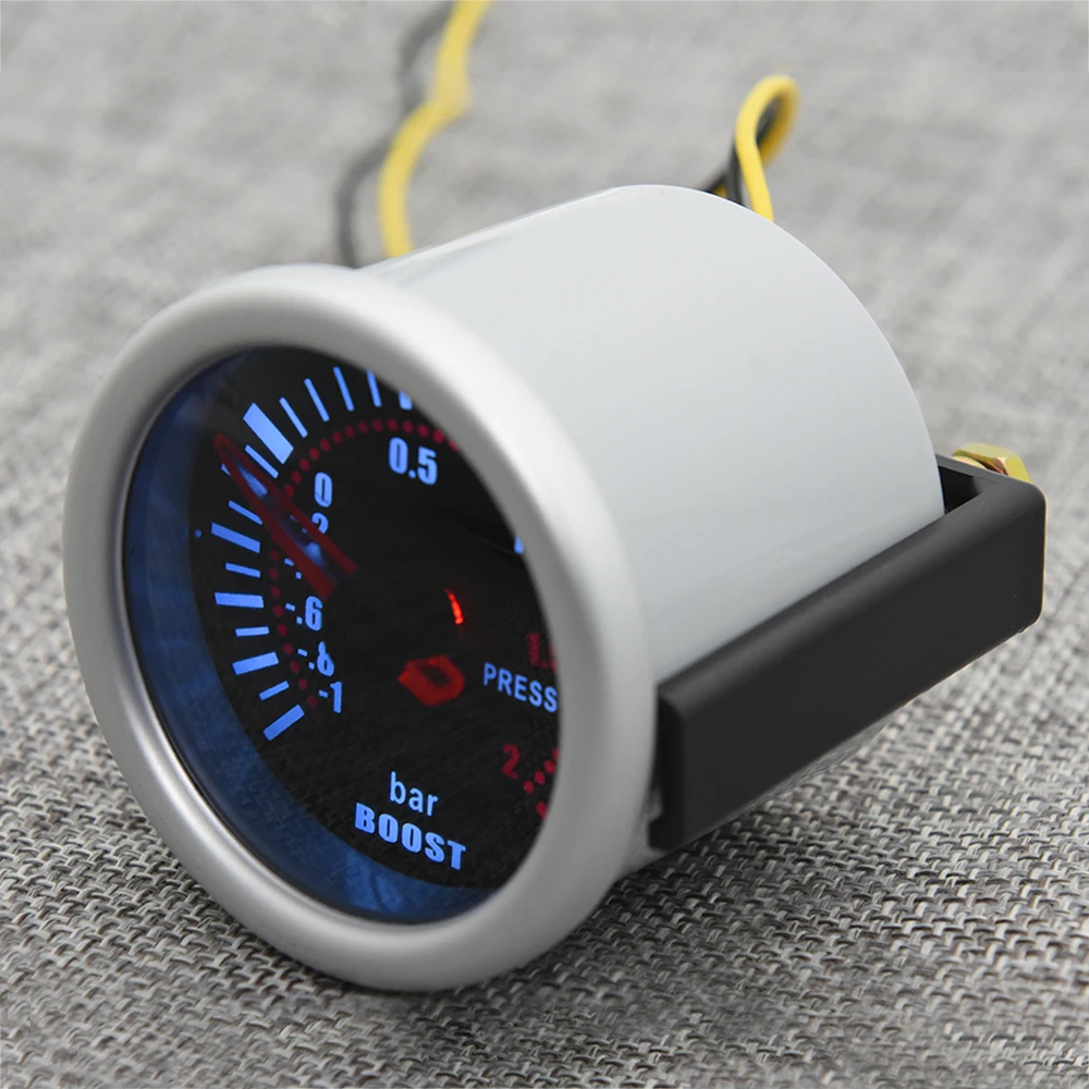 Universal 12V Auto Car 52mm Smoke Len Boost Gauge -1~0~2BAR Turbo Boost Meter White LED -30~0~30 PSI Tachometer Water Temp Meter