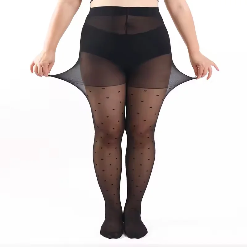 Black Dots Nylon Pantyhose for Women 20D Plus Size XL 2XL 3XL 4XL Comfort Lift Hip Ladies Hosiery Stockings