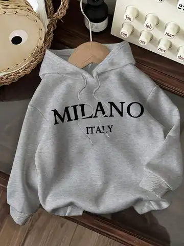 2026 Fashion New Arrival Womens Ezwear Casual Minimalist Milano Print Pattern Pullover Hooded Loose Fit Long Sleeve Sweatshirt Back To School Fall Wear Basic Top T Shirt