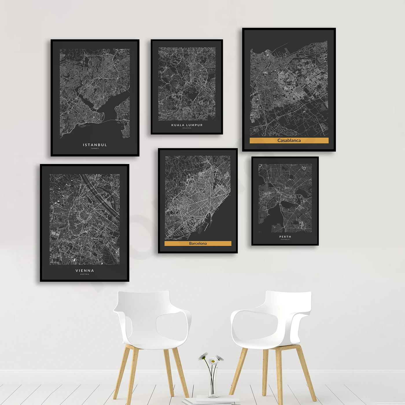 بروكلاو باريس بيرث برشلونة فيينا زيوريخ وارسو جنيف سياتل كوالالمبور الدار البيضاء اسطنبول. ملصق خريطة المدينة #2