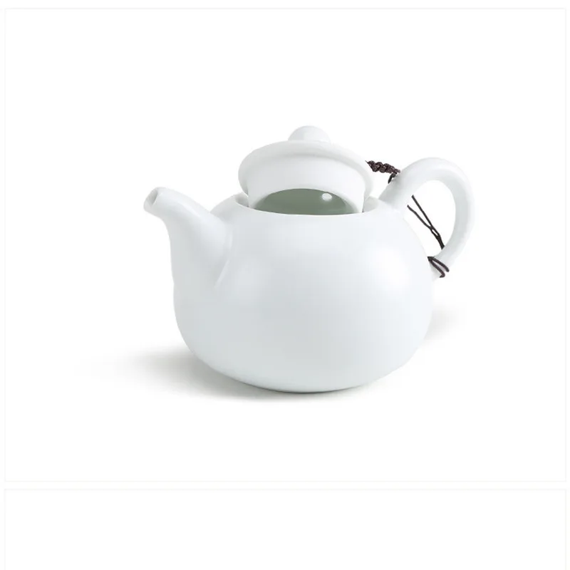 180ML/230ML/250ML Bright Glaze Suet Jade Ceramic Teapot Chinese Kungfu Tea Cup White Porcelain Tea Pot Filter Kettle Tea Maker