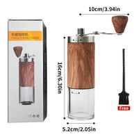 Coffee Bean Manual Milling Crank Hand Wood Grain Stainless Steel Coffee Grinder Camping Home Portable Retractable Handle Grinder