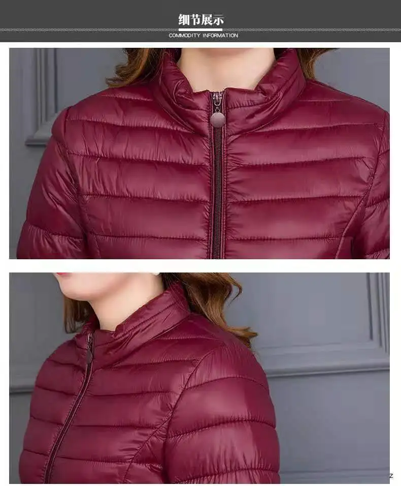 Damen Daunen jacke schlanke Baumwolle gepolstert warme urltra-leichte Oberbekleidung Herbst Winter Stehkragen Mäntel warme Parkas Damen bekleidung