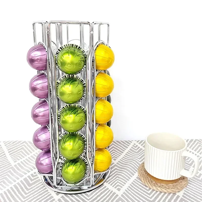 Vertuoline Rotatable Pod Stand 30 Storage Rack Vertuo Holder Shelves Coffee Capsule Pcs Tower Pods