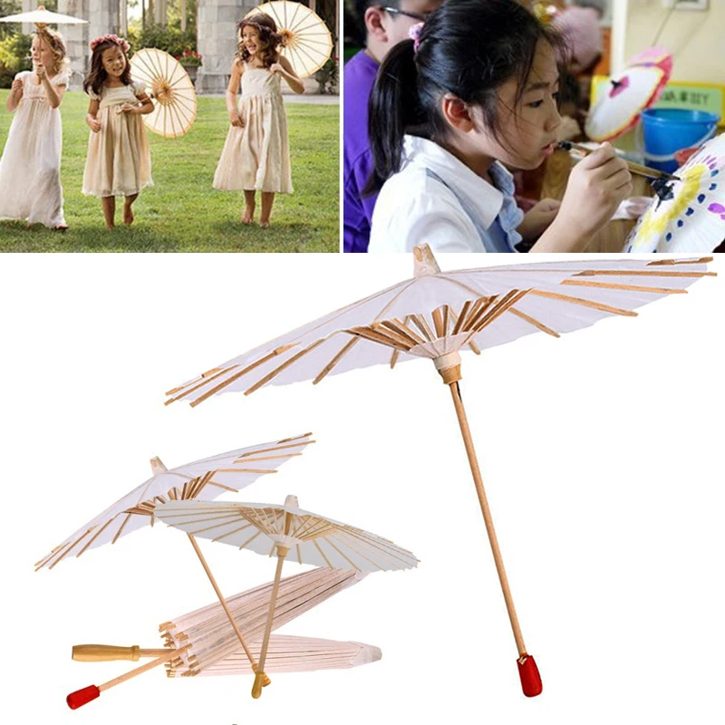 White Paper Umbrella Diy Handmade Material Blank Oil Paper Umbrella Painting Paper Umbrella Children\'s Graffiti Toys