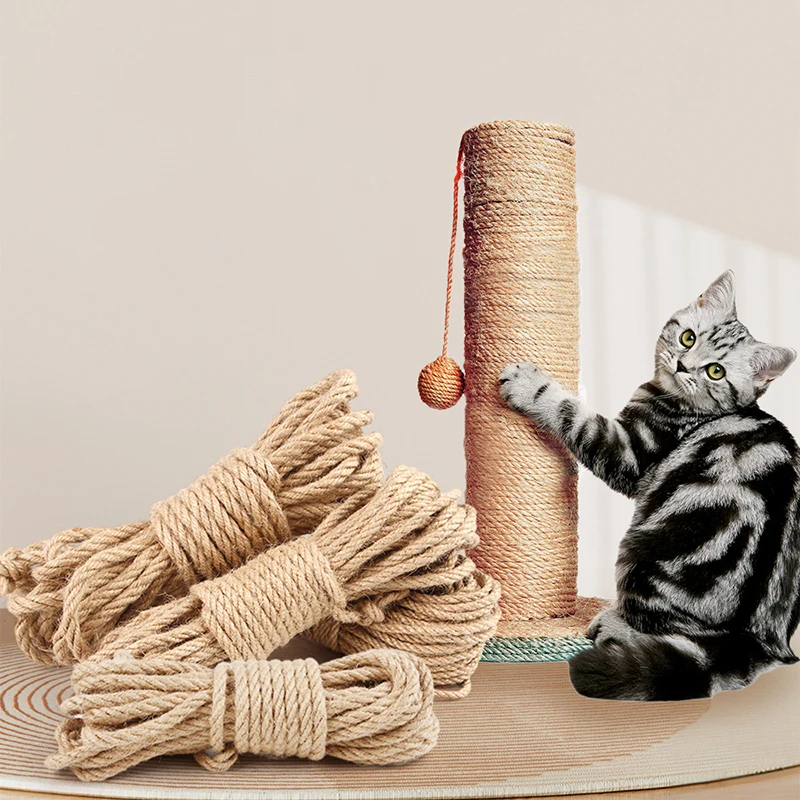 

20M Natural Sisal Rope for Cat Tree DIY Scratching Post Toy Wear Resistant Furniture Handmade Ropes Cat Scratchers Accessories