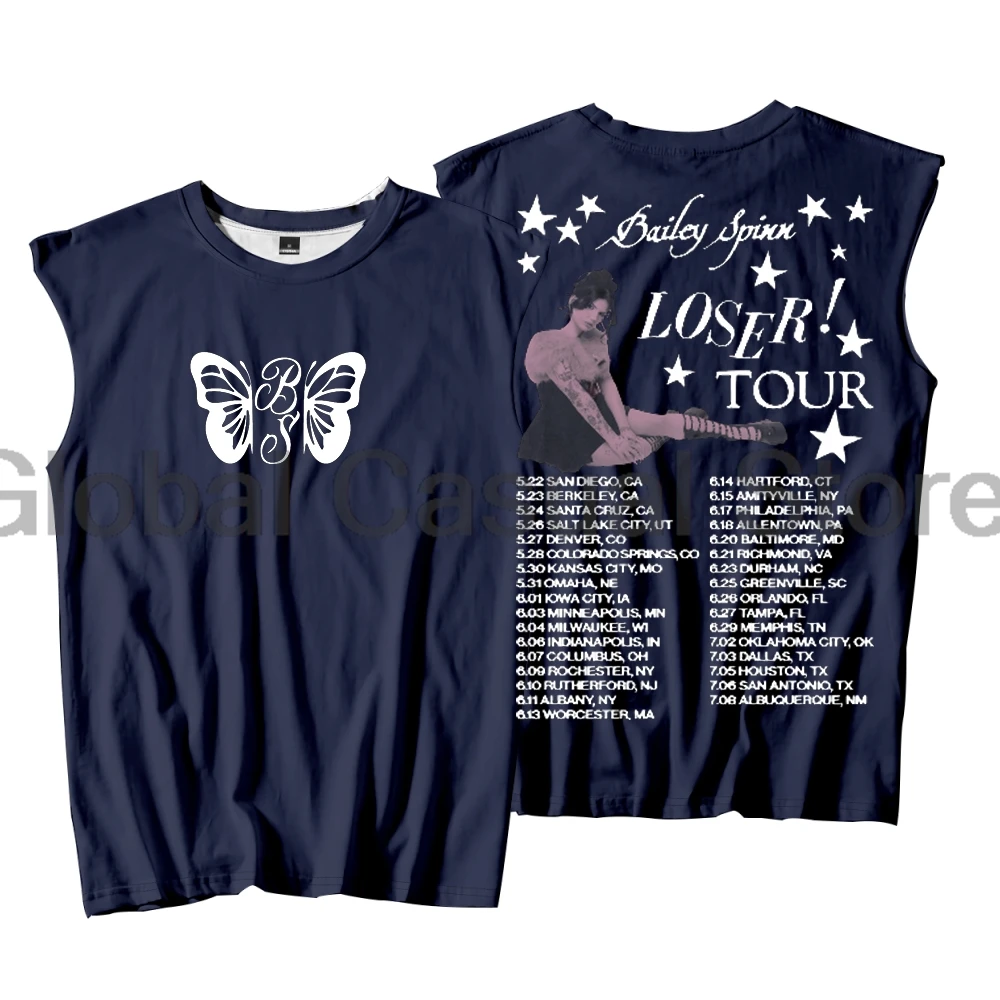 بيلي سبين لوزر تور 2025 تانك القمم للجنسين بلا أكمام الشارع الشهير سترة الرجال النساء ملابس رياضية في الهواء الطلق القمم