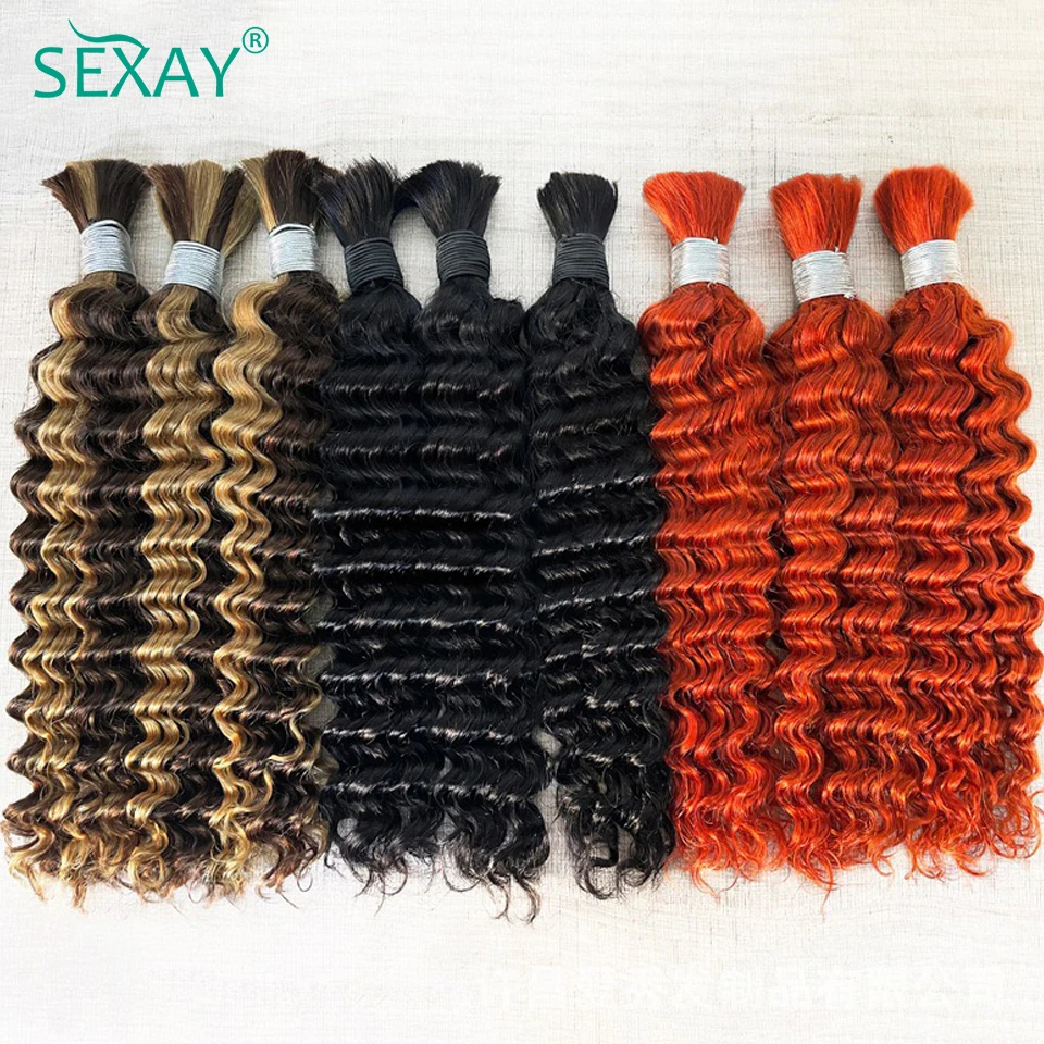 Ingwer-Echthaar-Masse zum Flechten, 30,5–71,1 cm, brasilianisches Remy-Haar, kein Schuss, für Boho-Zöpfe, tiefe Welle, lockiges Bündel, geflochten