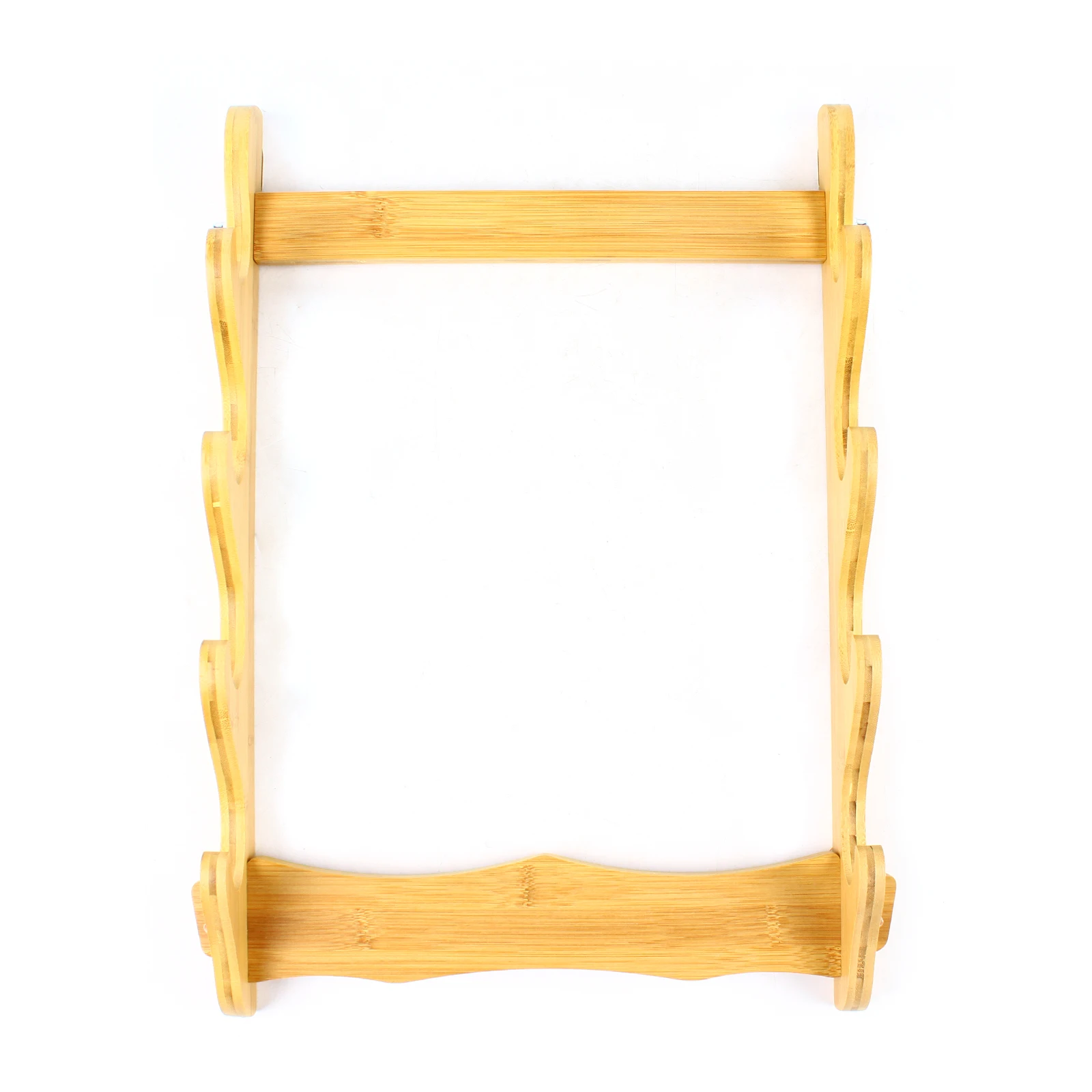 4-Tier Wall Mount Sword Stand, Bamboo Construction, Strong Bearing Capacity (44.09 lbs), Stylish Log Color, Easy Installation,