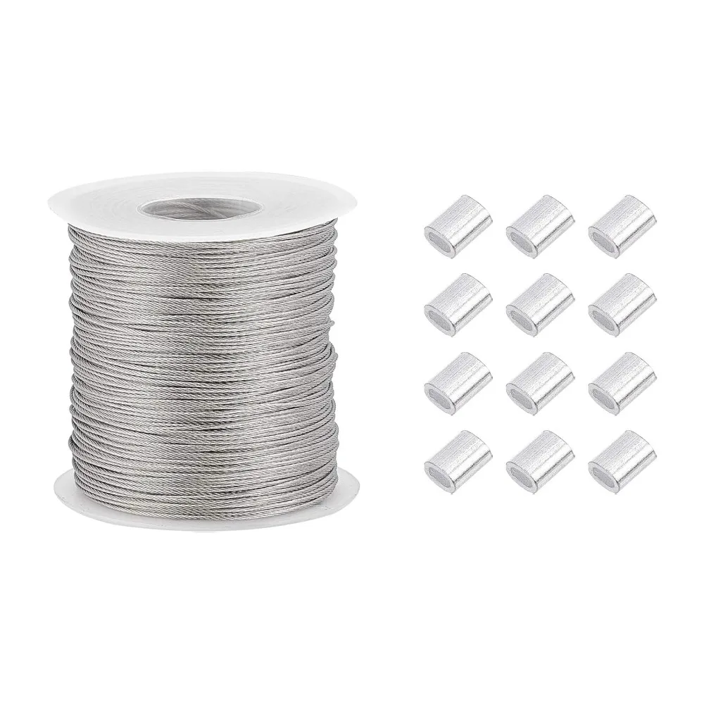 

328 Feet/109 Yards 0.8mm Heavy Duty Picture Hanging Wire, 304 Stainless Steel Photo Frame Hanging Wire with 30 pcs Aluminum