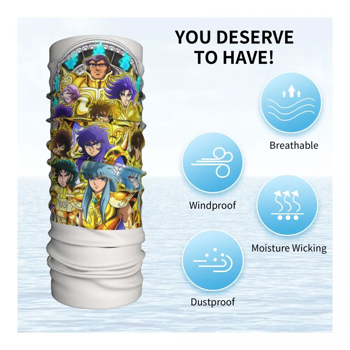 커스텀 세인트 세이야 별자리 기사단 만화 반다나 넥 게이터 자외선 차단 페이스 스카프 커버 여성 남성 헤드밴드 튜브