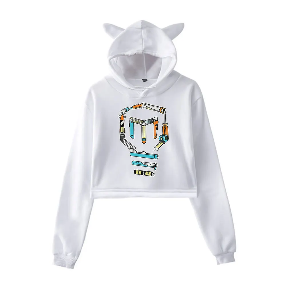 Mark Rober Tools of The Trade Vintage 90s Streetwear logo Hoodie Merch Hoodies Sweatshirts for Girls Cat Ear Crop